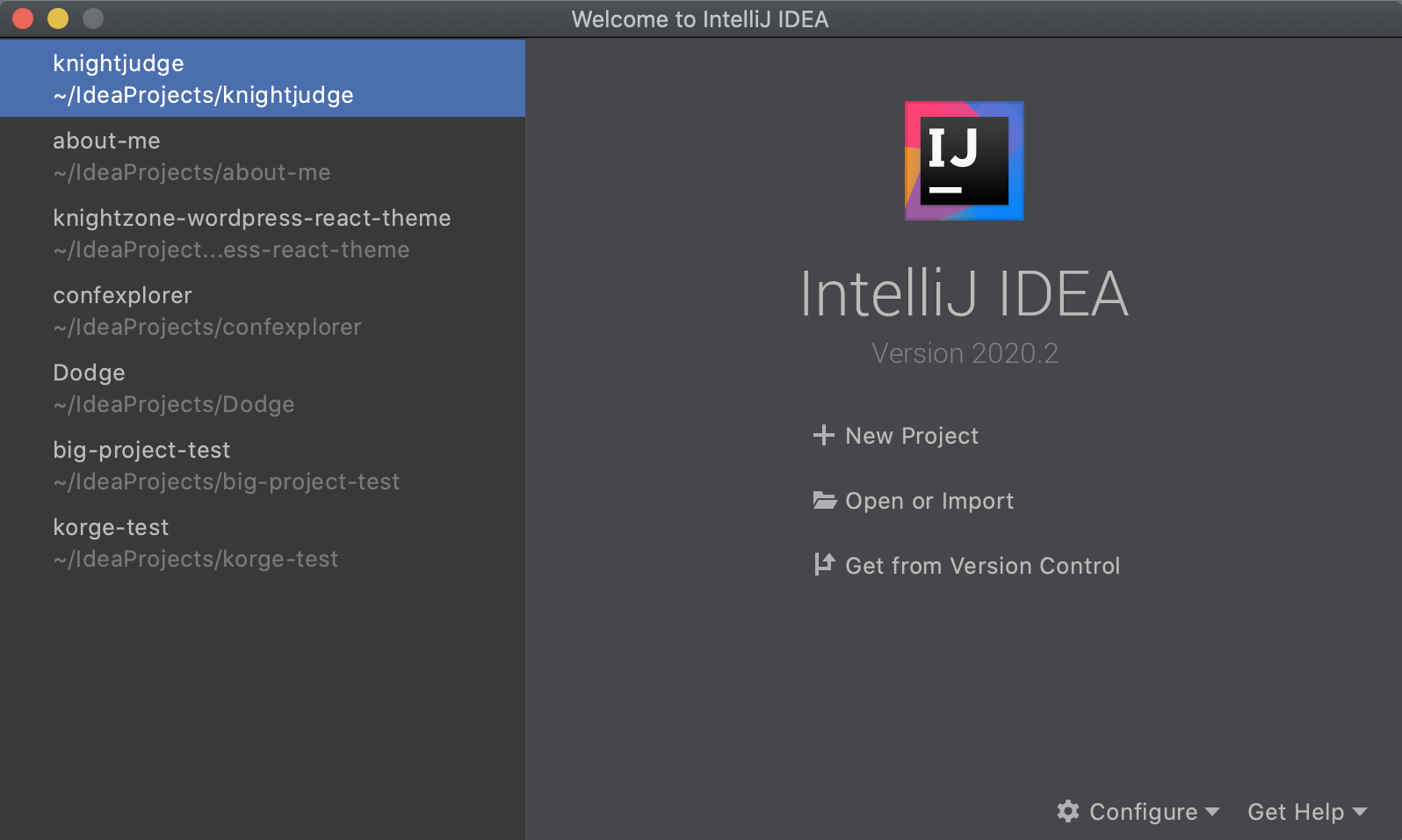 IntelliJ IDEA 開啟新專案視窗